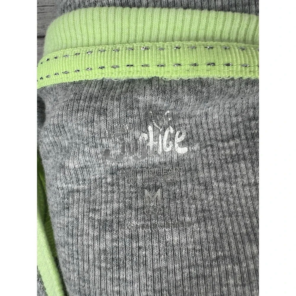 Justice Girls Sequin Short Sleeve Lime Green T-Shirt Color Block Logo M 10